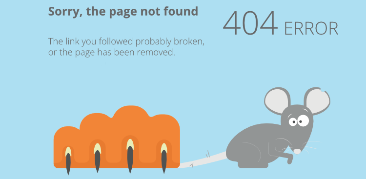 Die Zeichnung auf hellblauem Hintergrund zeigt eine orangefarbene Katzenpfote. Sie hält mir ausgefahrenen Krallen eine Maus an deren Schwanz fest. Die so gefangene Maus blickt uns direkt an und verdreht dabei ihre Augen.